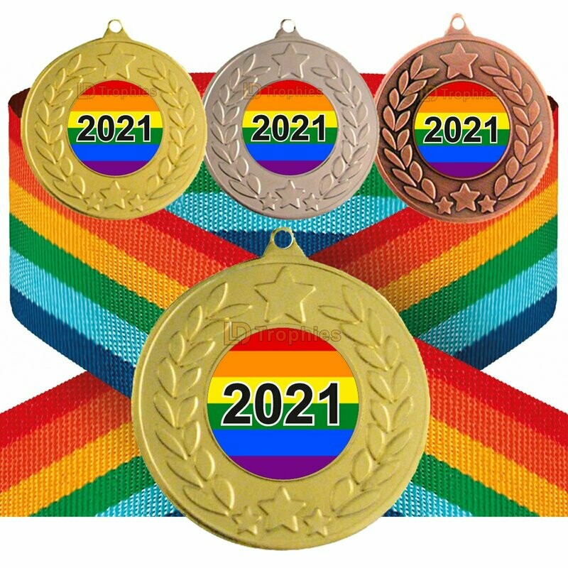 Rainbow / Pride 2021 Medal & Ribbon (Coloured)