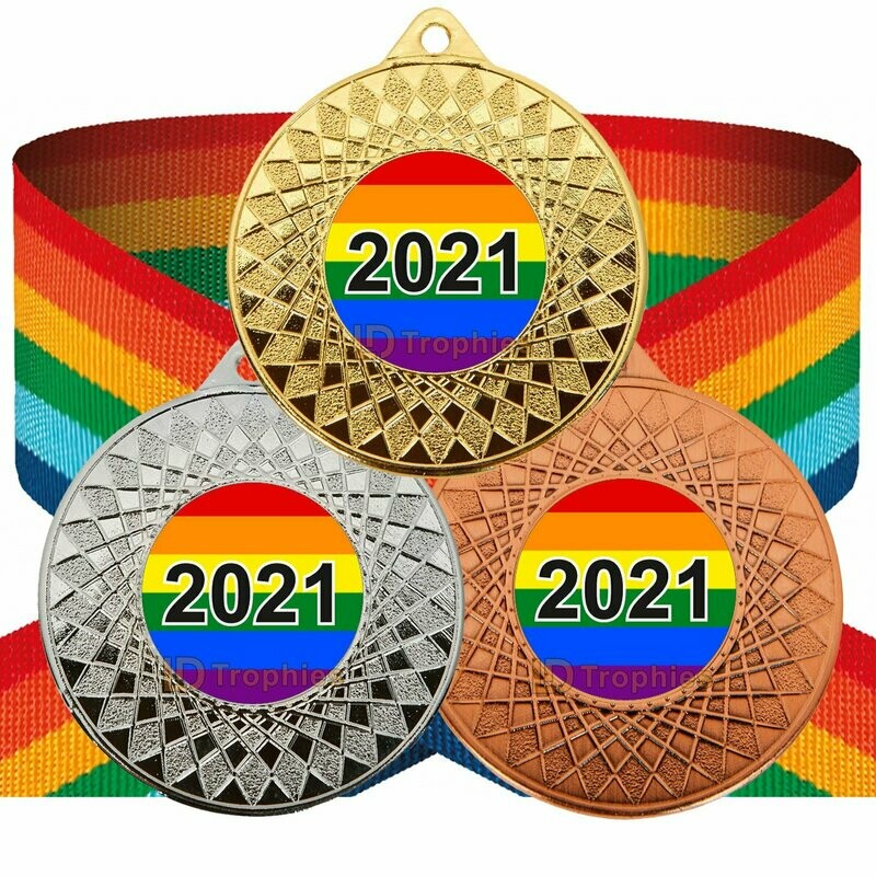 Rainbow / Pride Medal & Ribbon 2021 (Coloured)