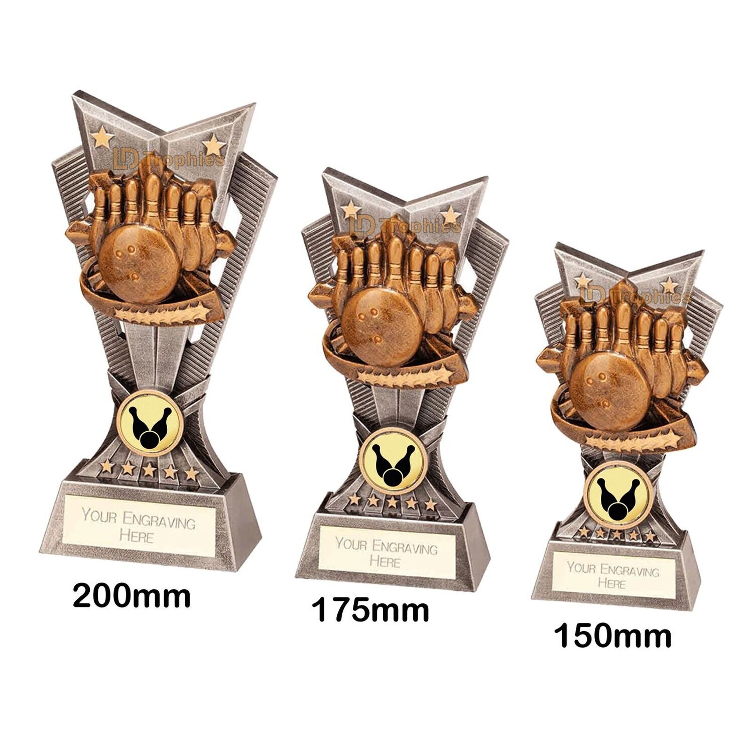 Ten Pin Bowling Trophies - Spectre, Style & Size of Trophy: 150mm High (A)