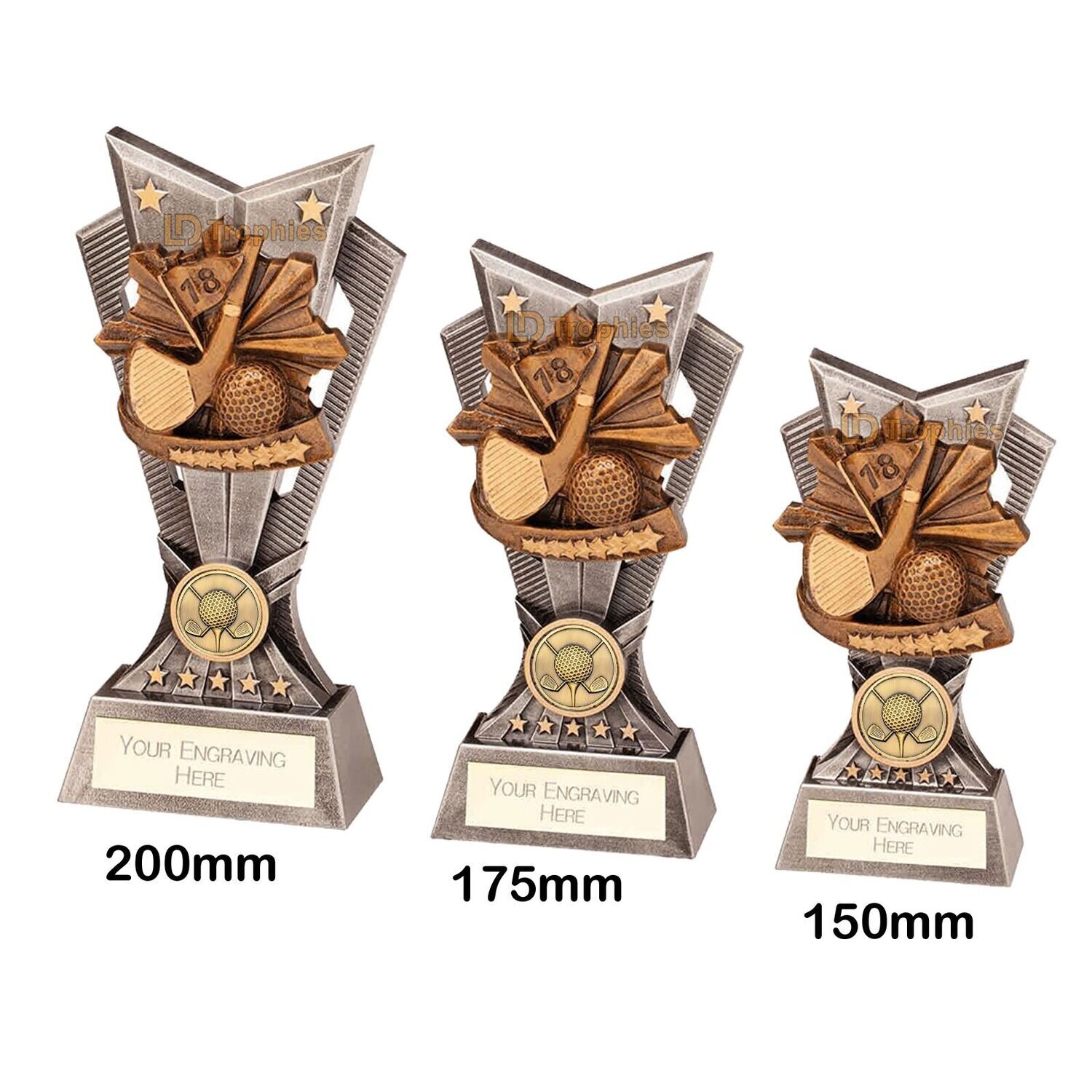 Golf Trophies - Spectre, Style & Size of Trophy: 150mm High (A)