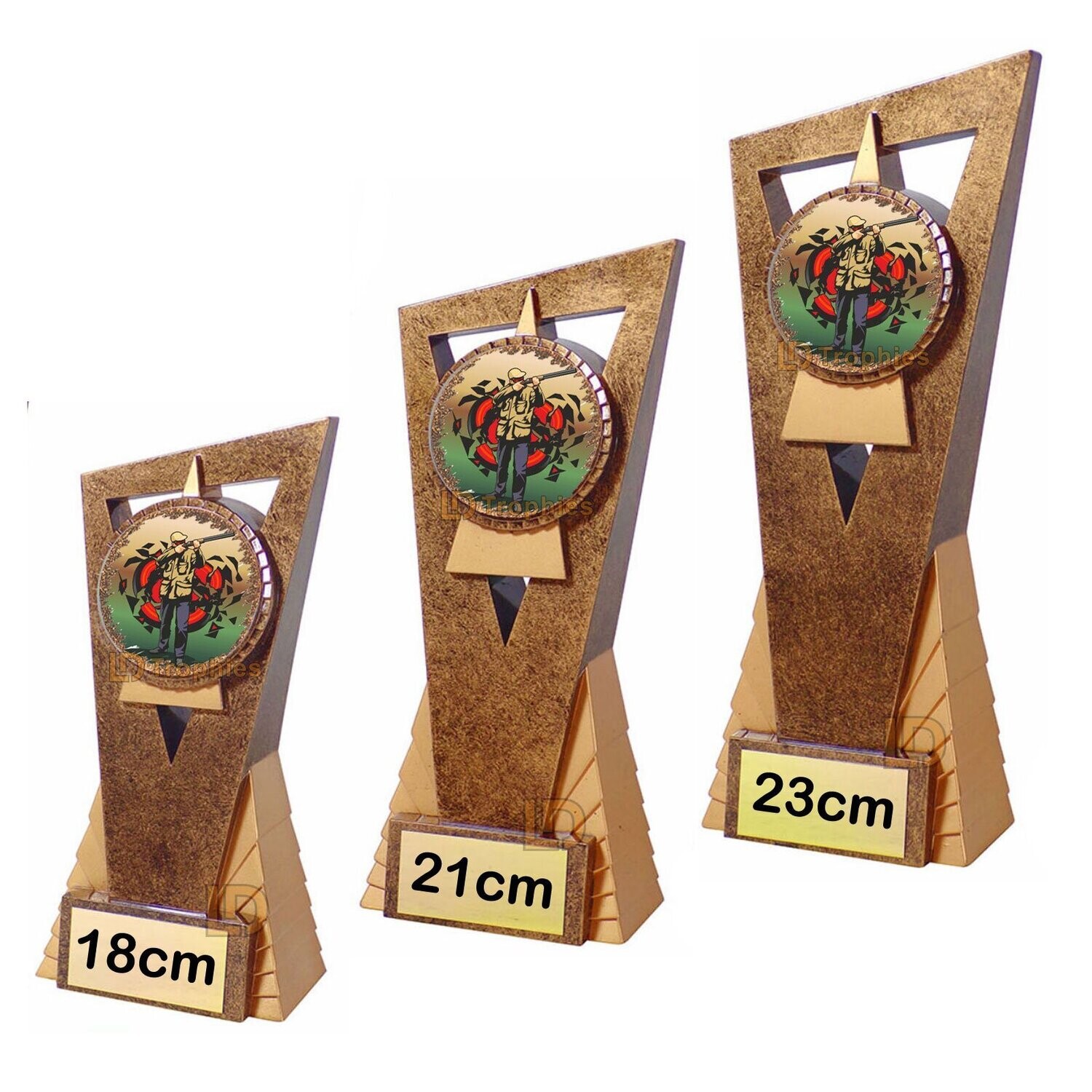 Clay Pigeon Shooting Trophies - Edge, Style & Size of Trophy: 18cm - Coloured