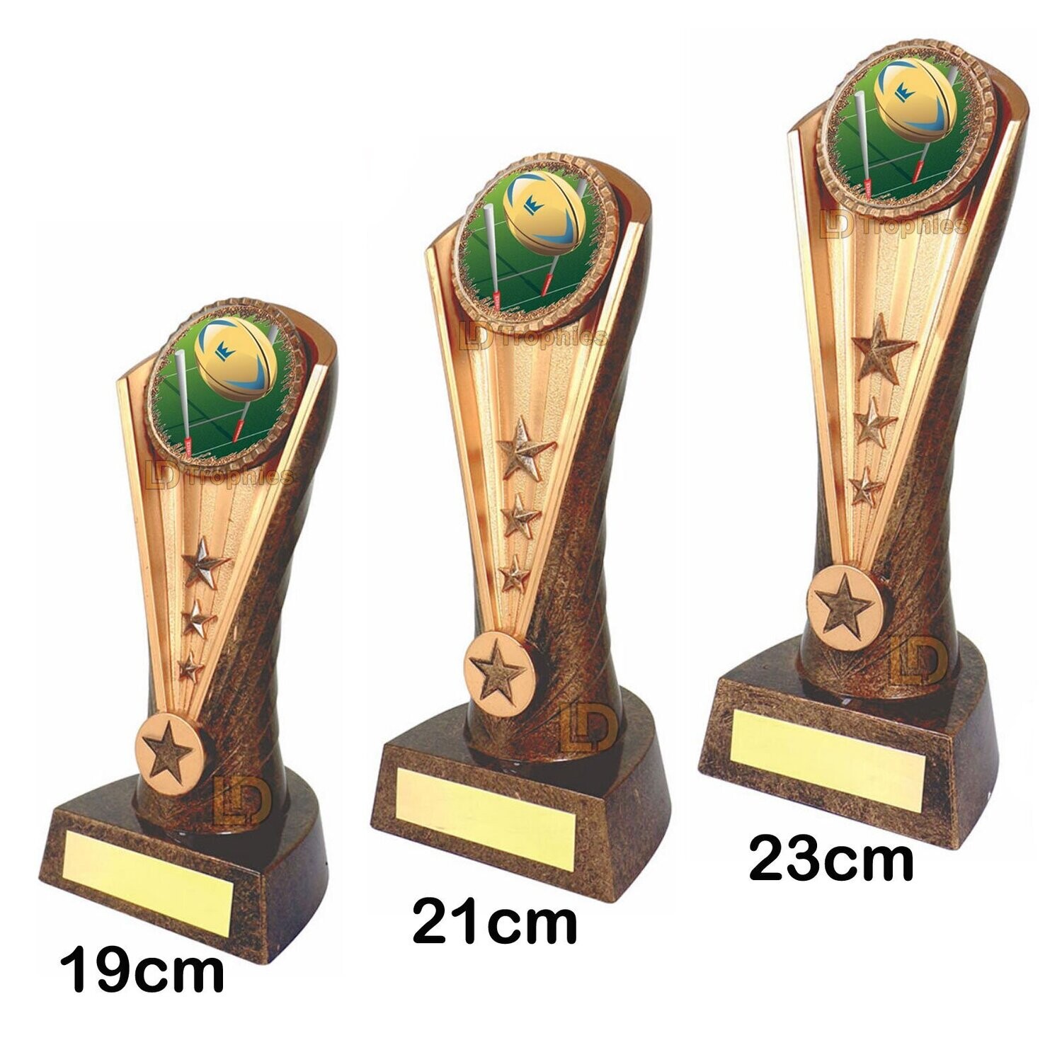 Rugby Trophies - Cobra, Style & Size of Trophy: 19cm - Coloured