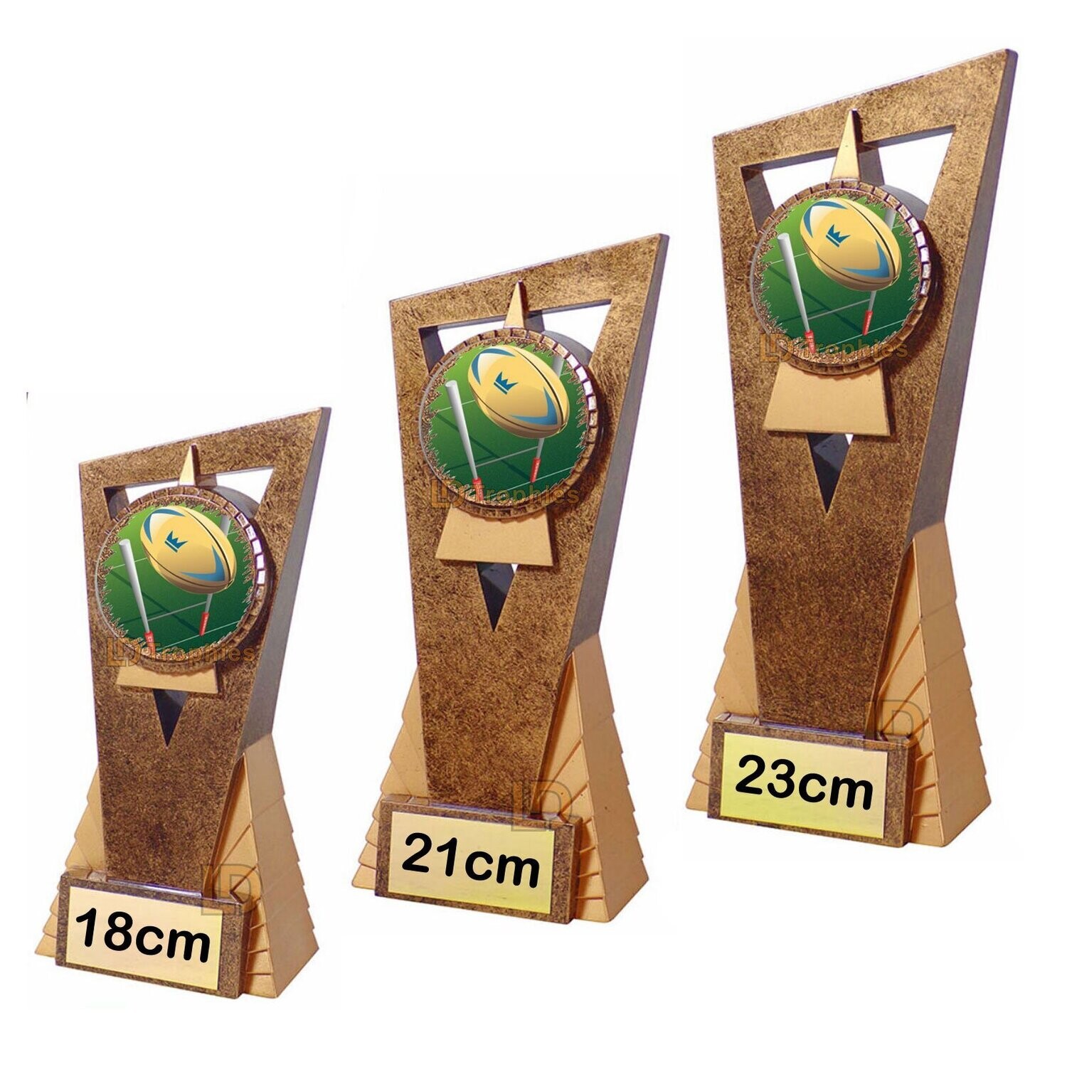 Rugby Trophies - Edge, Style & Size of Trophy: 18cm - Coloured