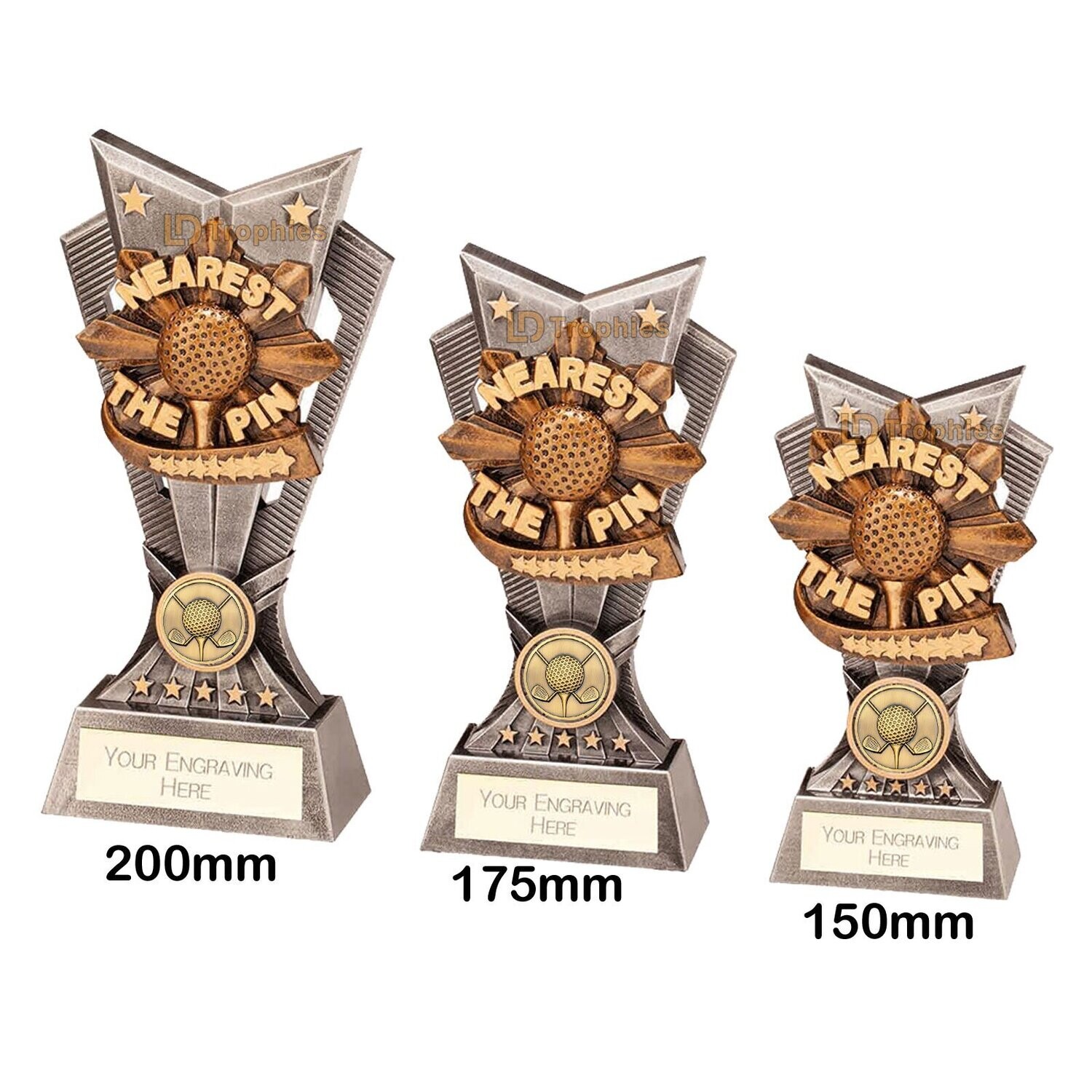 Nearest the Pin Golf Trophies - Spectre, Style & Size of Trophy: 150mm High (A)