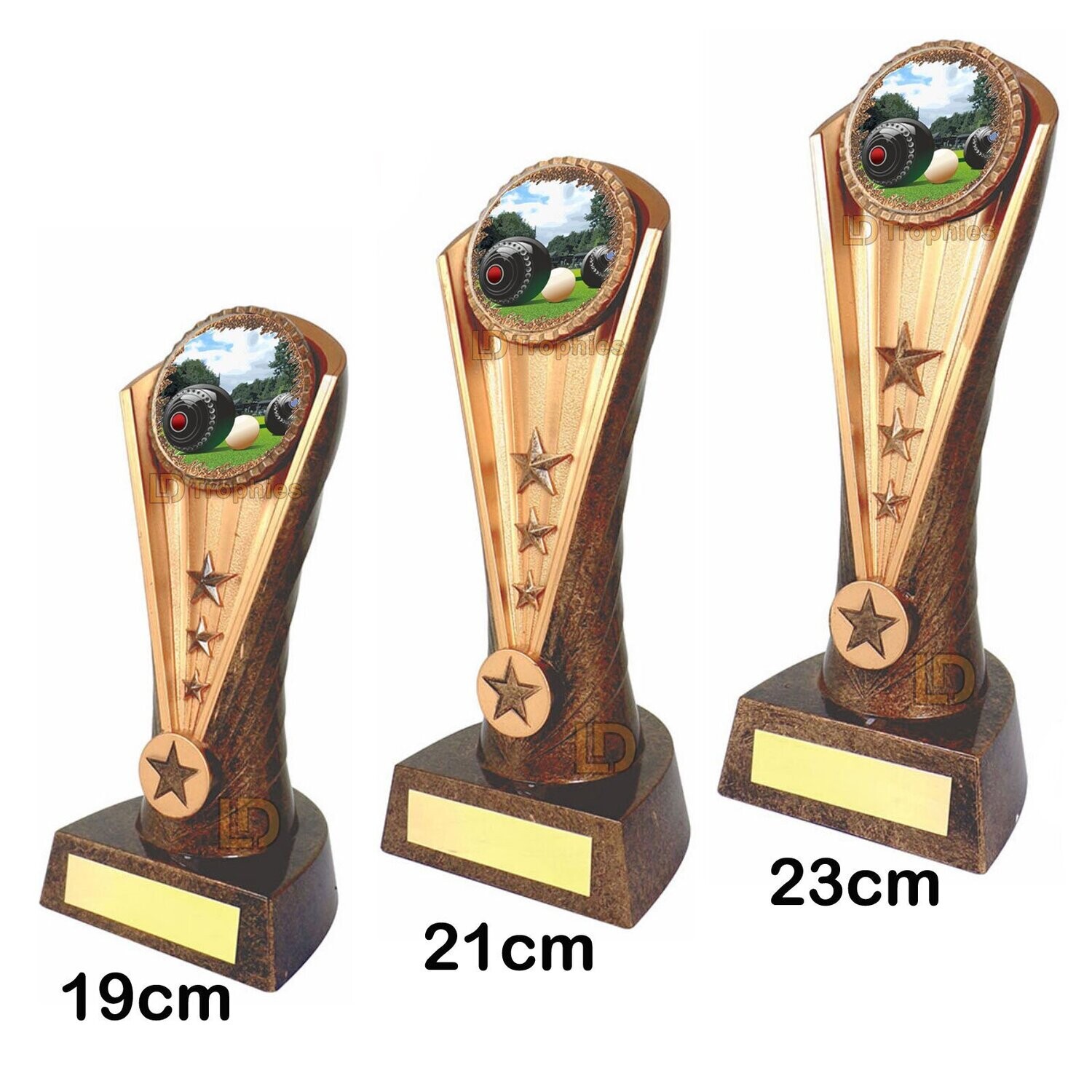 Lawn Bowls / Bowling Trophies - Cobra, Style & Size of Trophy: 19cm - Coloured