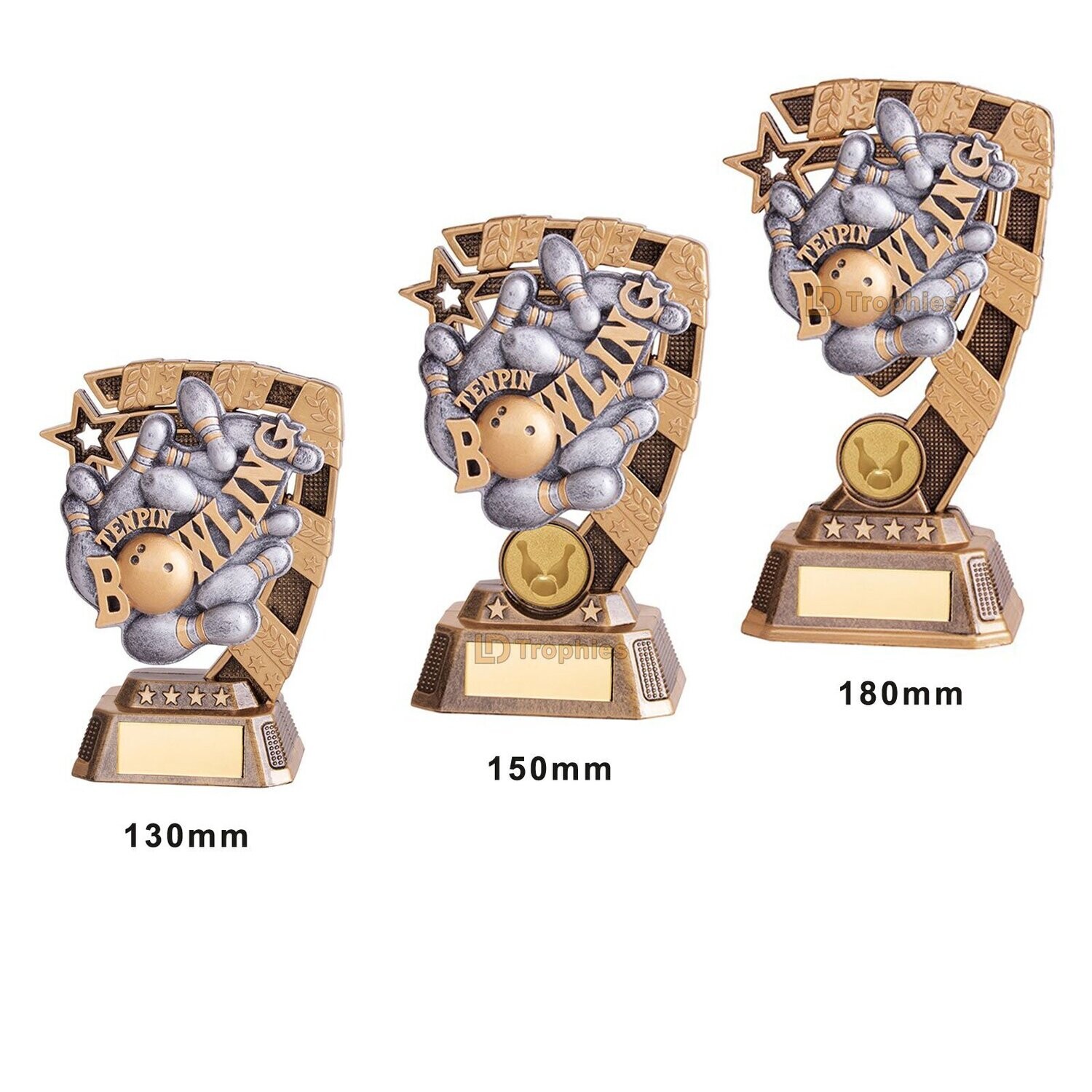 Euphoria Ten Pin Bowling Trophies, Size of Trophy: 130mm (A)