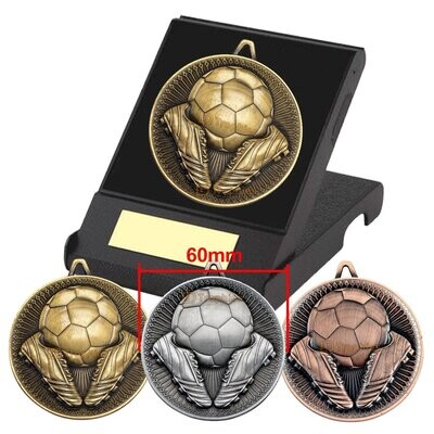 60mm Football Medals in Presentation Boxes
