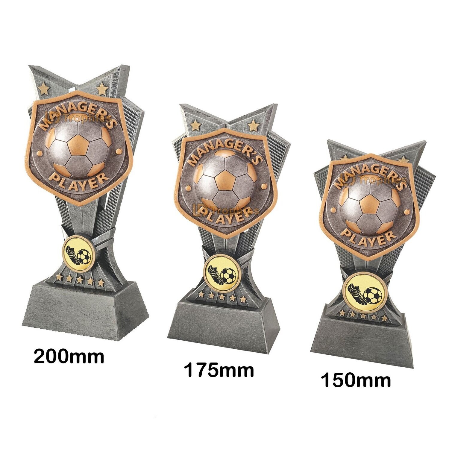 Managers Player Football Trophies - Spectre, Style & Size of Trophy: 150mm High (A)