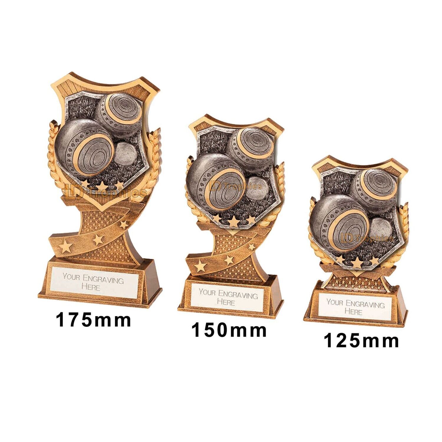 Lawn Bowls Trophies - Titan, Style & Size of Trophy: 125mm High (A)