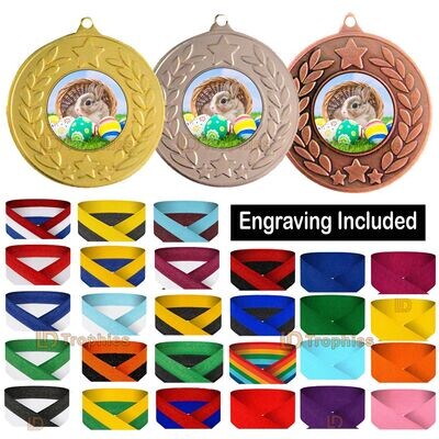 Easter Bunny in Basket Medal & Ribbon - Engraving Included
