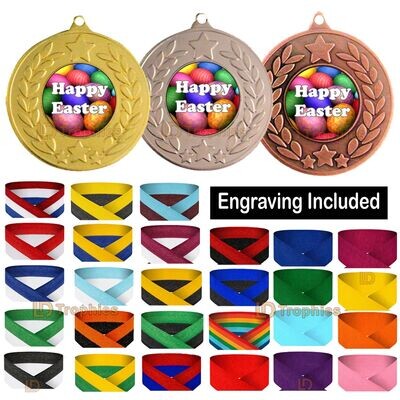 Happy Easter Medal & Ribbon - Engraving Included