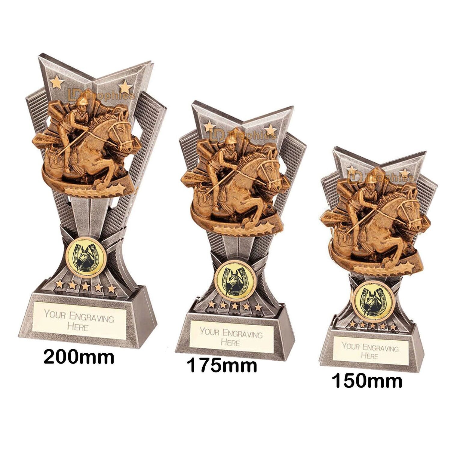 Horse / Equestrian Trophies - Spectre, Style & Size of Trophy: 150mm High (A)