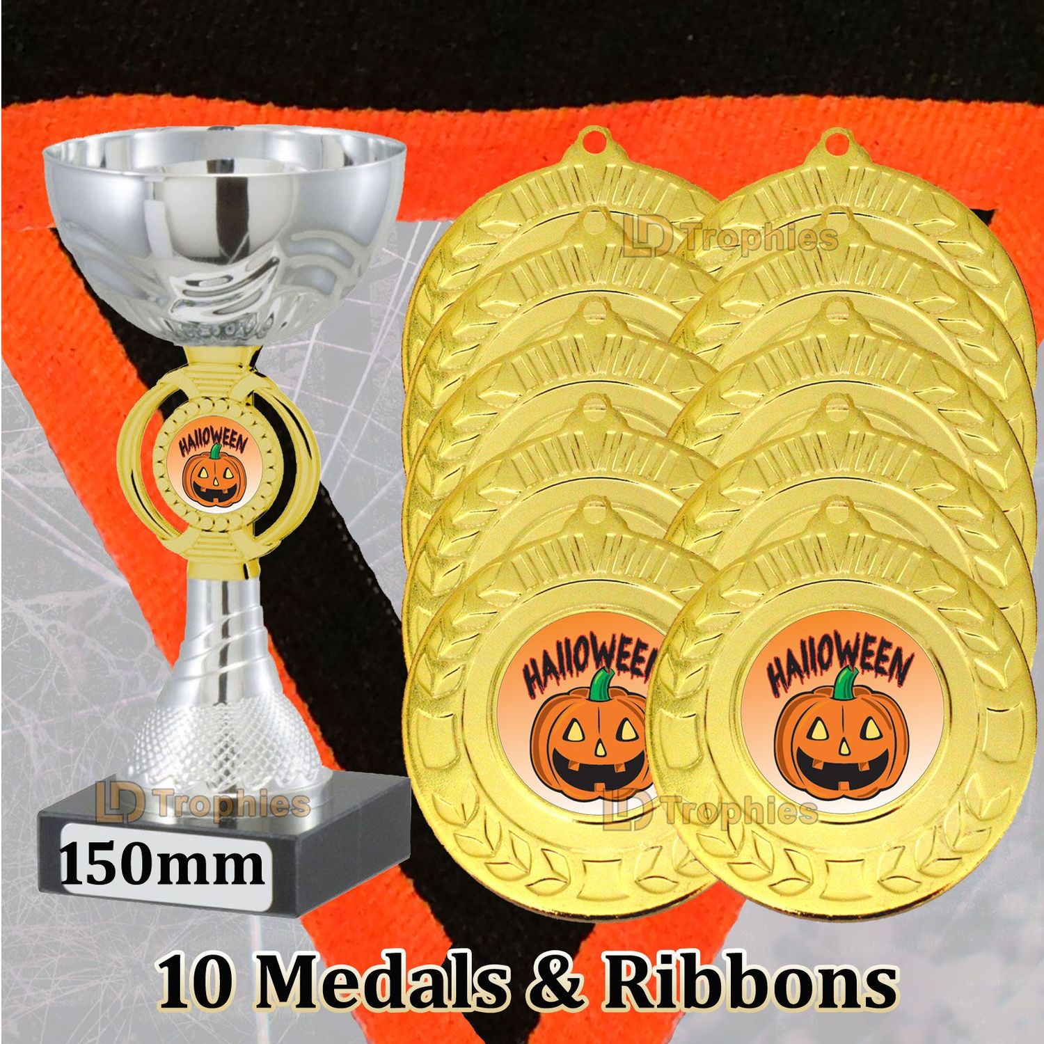 Halloween Trophy with 10 Medals & Ribbons
