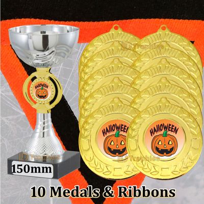 Halloween Trophy with 10 Medals & Ribbons