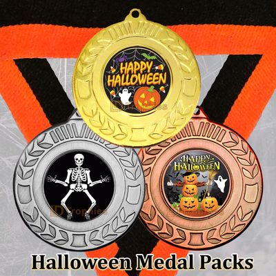 Halloween Medal & Ribbon Packs - Various Sizes