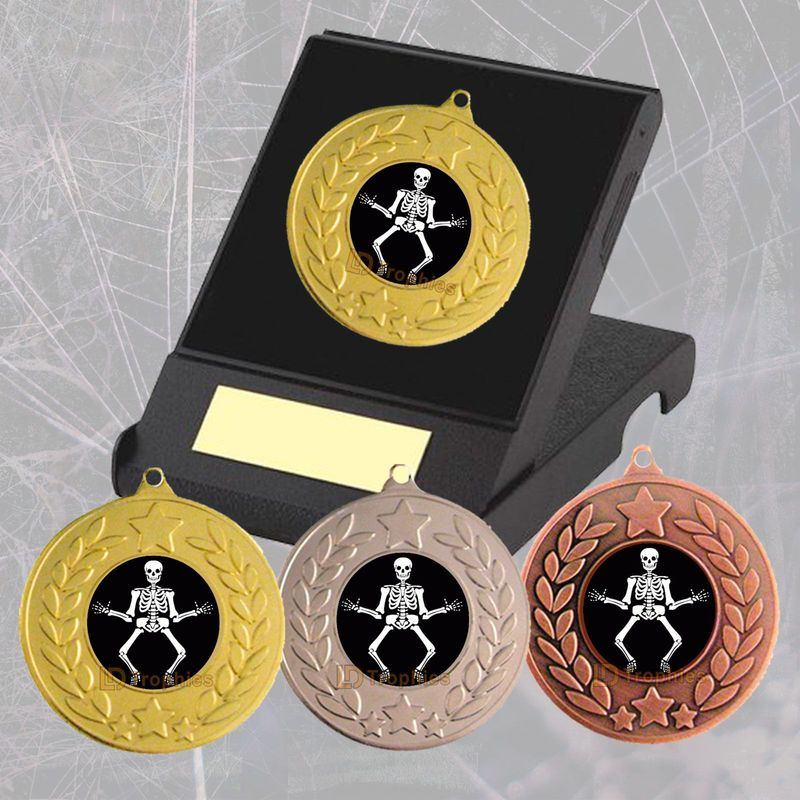 Halloween Skeleton  Medal in Presentation Box