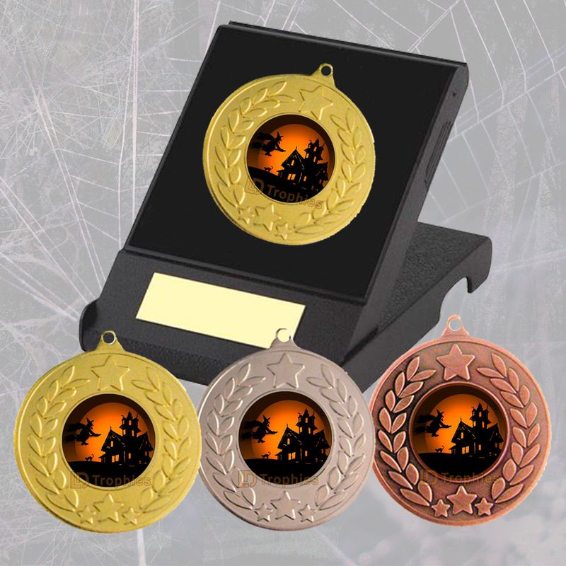 Haunted House Halloween Medal in Presentation Box
