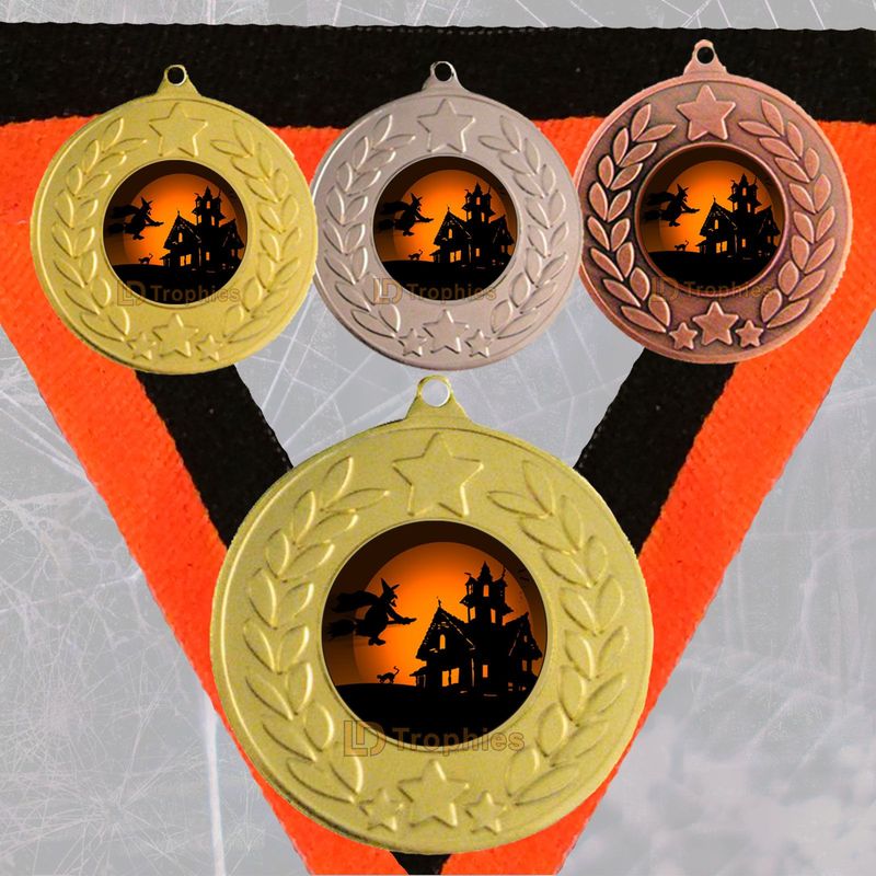 Haunted House Halloween Medal & Ribbon