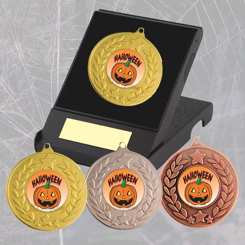 Scary Pumpkin Halloween Medal in Presentation Box