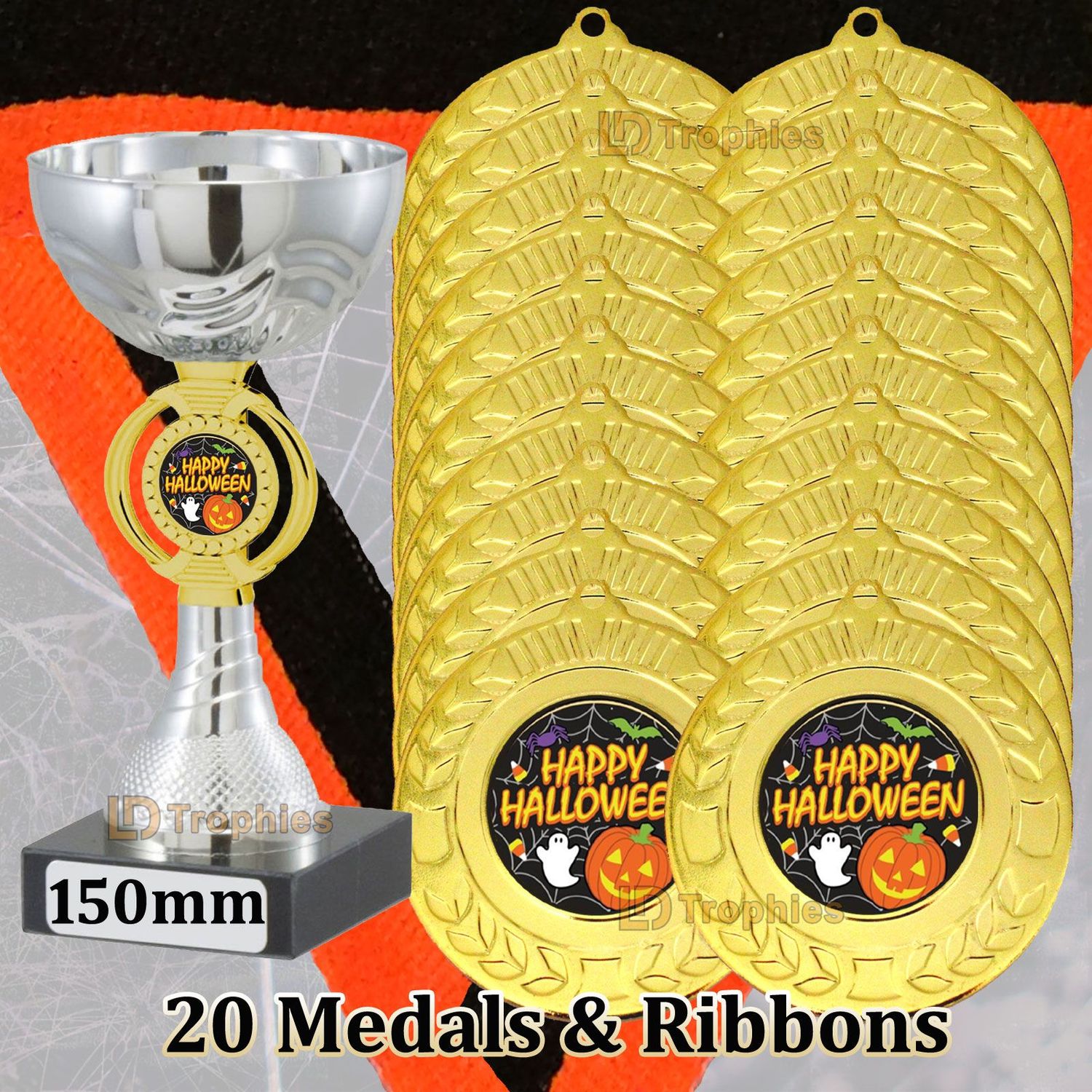 Happy Halloween Trophy with 20 Medals & Ribbons