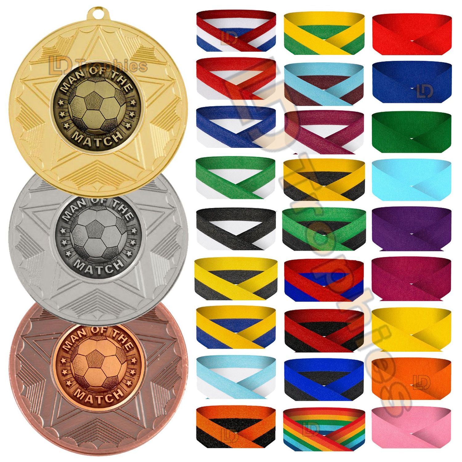 Man of the Match Medals & Ribbons - Various Packs