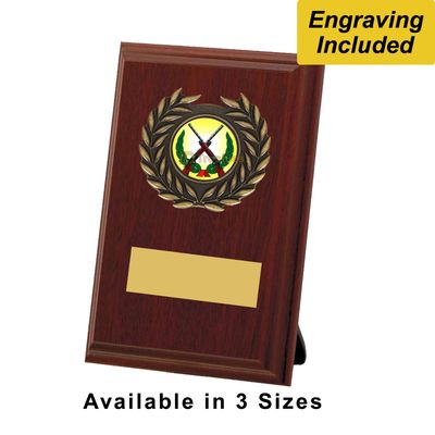 Rifle Shooting Shield / Plaque - Dark Wood