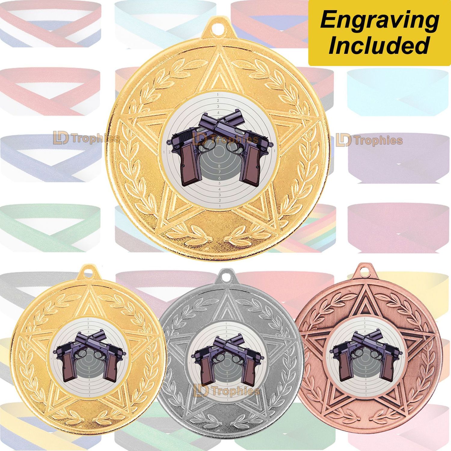Pistol Shooting Medal & Ribbon - Caesar Range