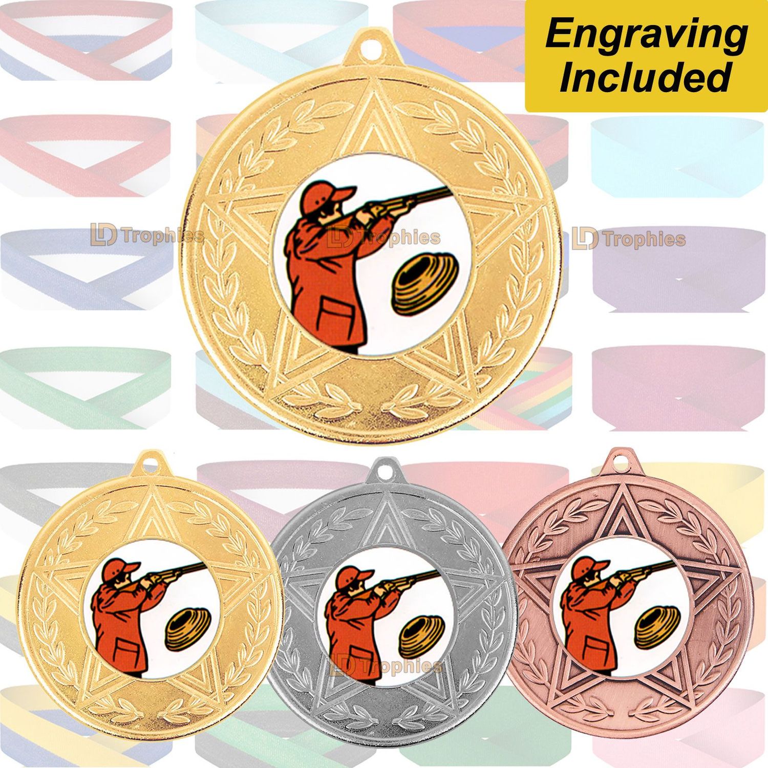 Clay Pigeon Shooting Medal & Ribbon - Caesar