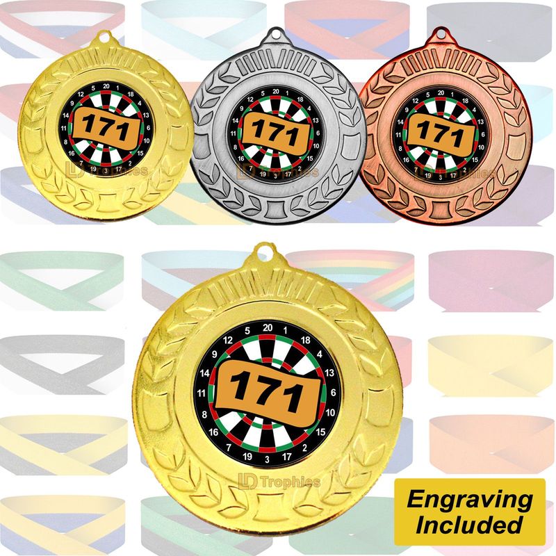 Darts 171 Medal & Ribbon - The Treble "19's" 180