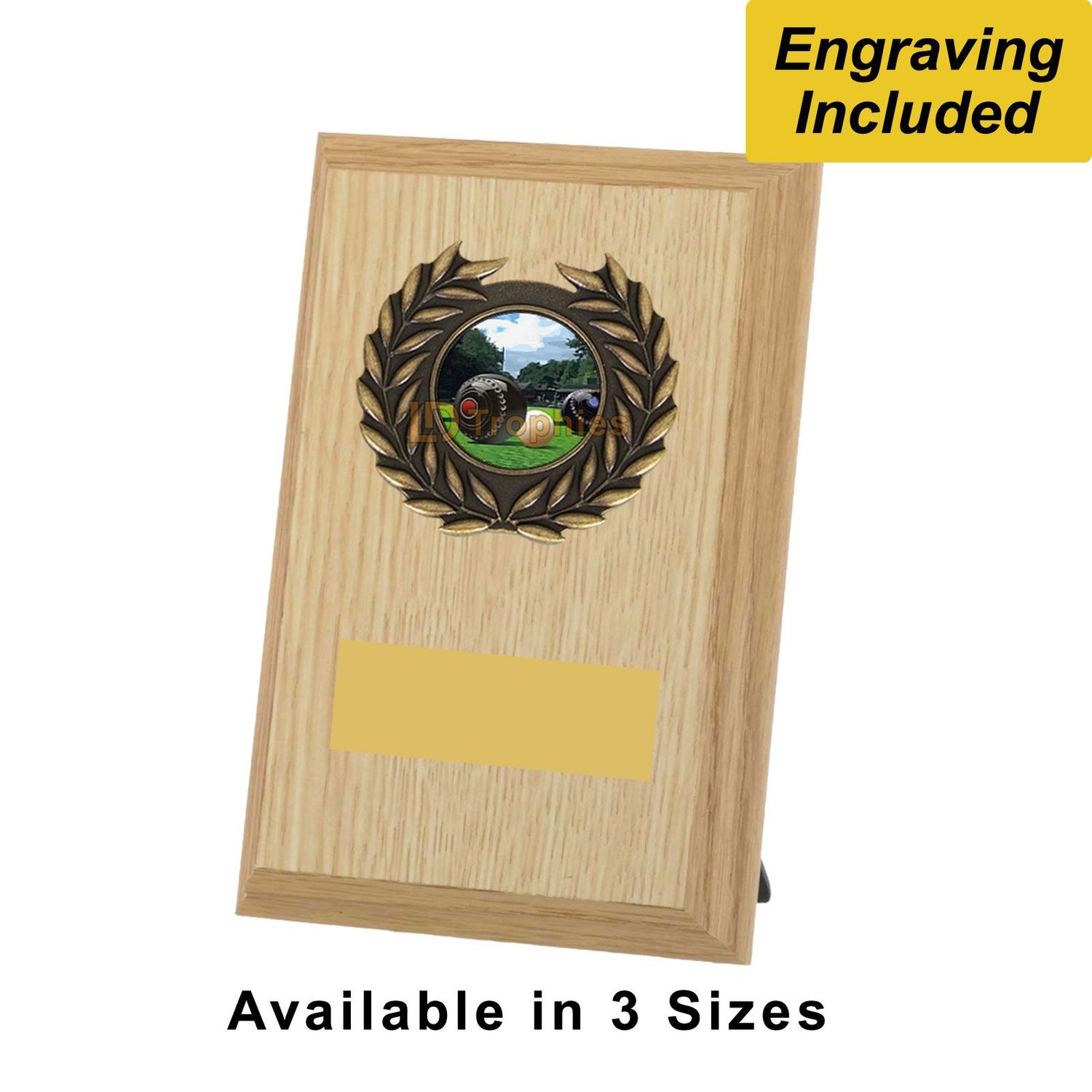 Lawn Bowls Shield / Plaque - Light Wood