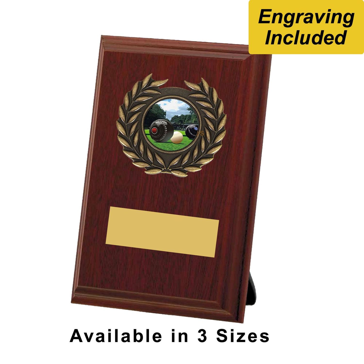 Lawn Bowls Shield / Plaque - Dark Wood