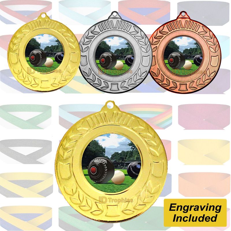 Lawn Bowls Medal & Ribbon - Engraving Included