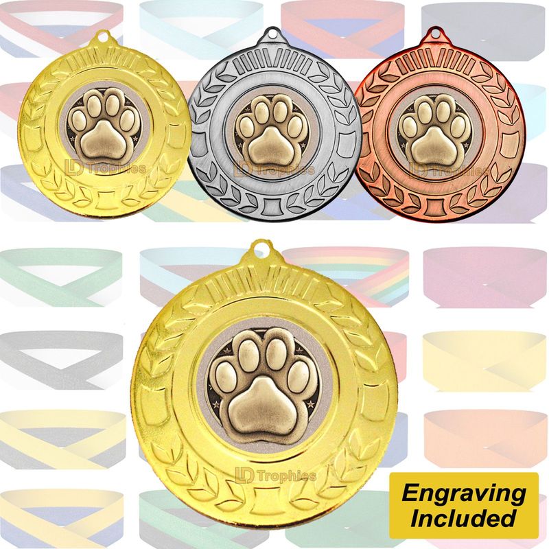 Dog Medal & Ribbon - Paw
