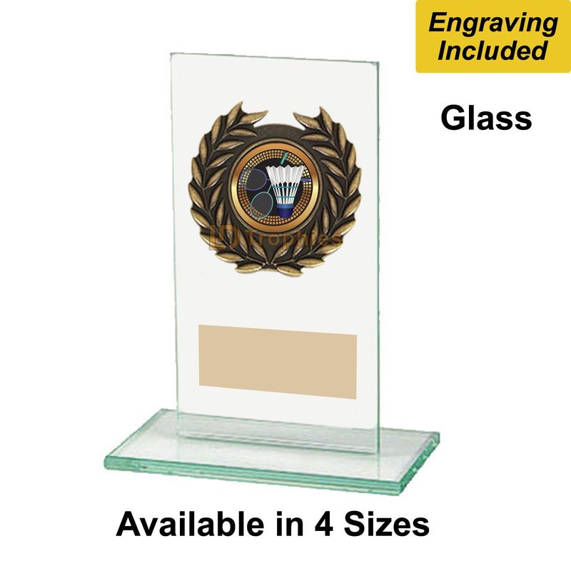 Glass Badminton Trophies - Warrior Range