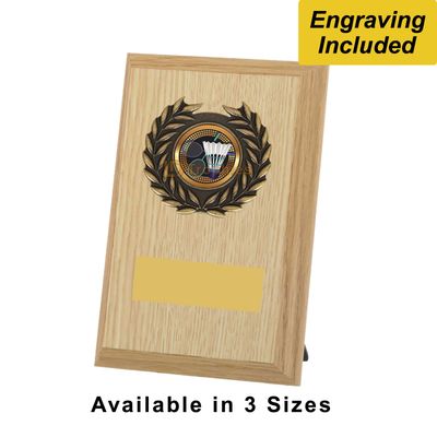 Badminton Shield / Plaque - Light Wood