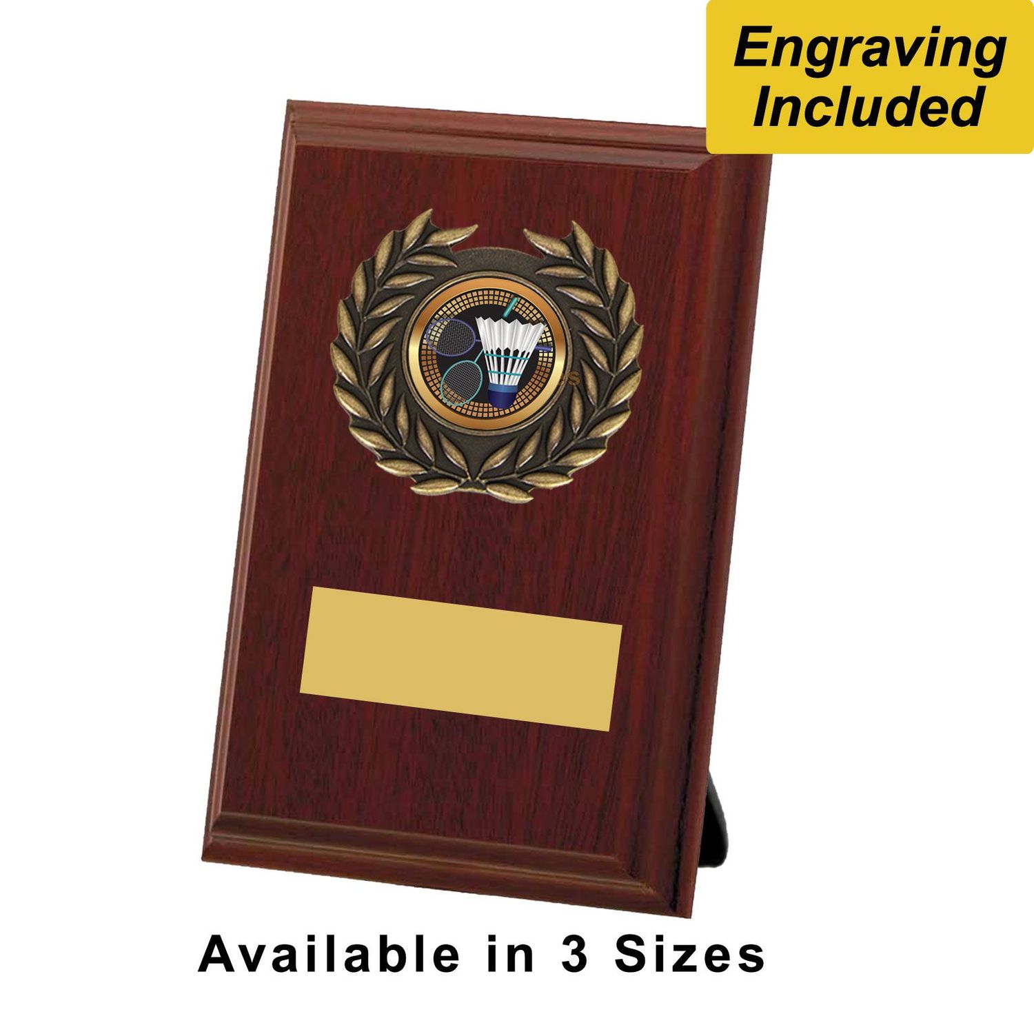 Badminton Shield / Plaque - Dark Wood
