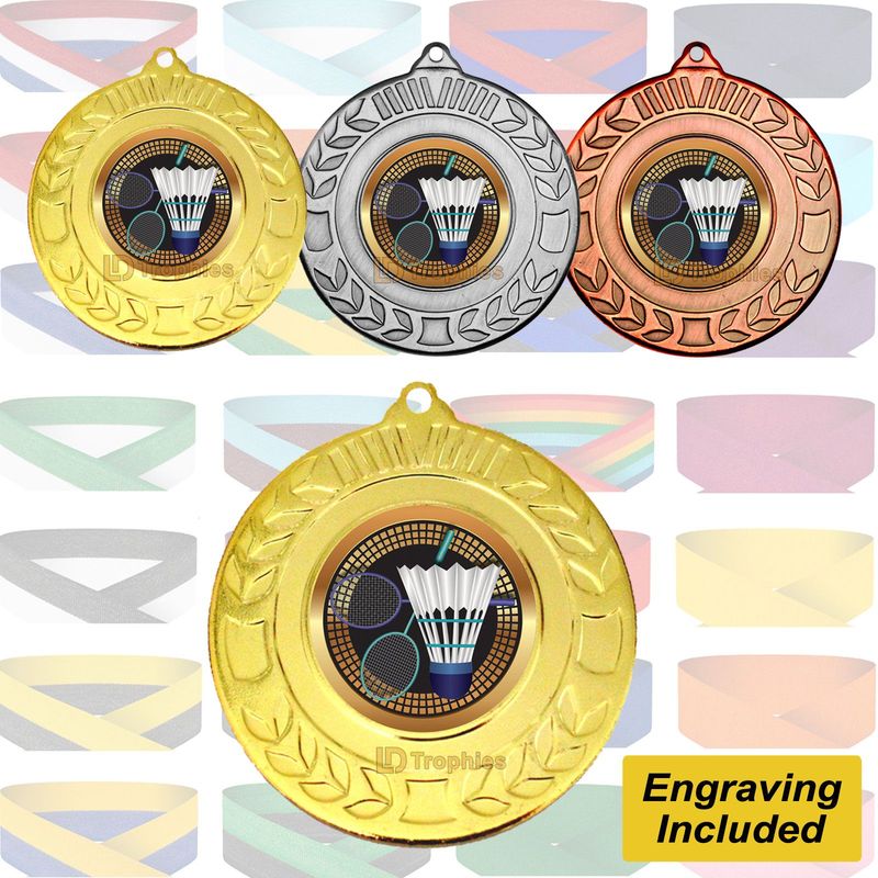 Badminton Medal & Ribbon - Engraving Included