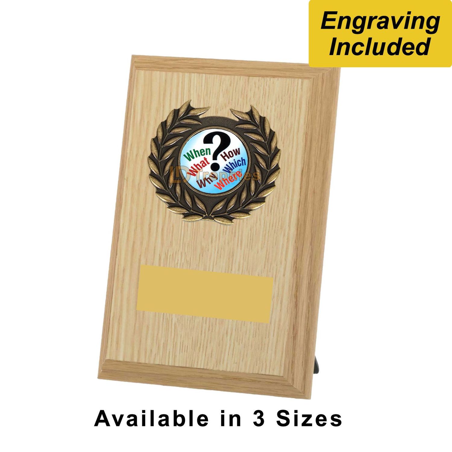 Quiz Shield / Plaque - Light Wood