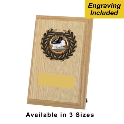 Ice Skating Shield / Plaque - Light Wood