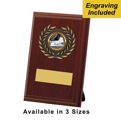 Ice Skating Shield / Plaque - Dark Wood