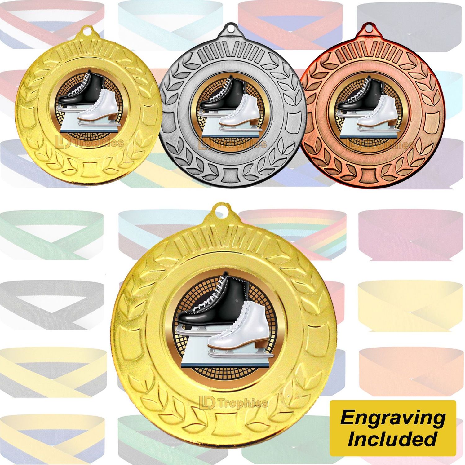 Ice Skating Medal & Ribbon Engraving Included
