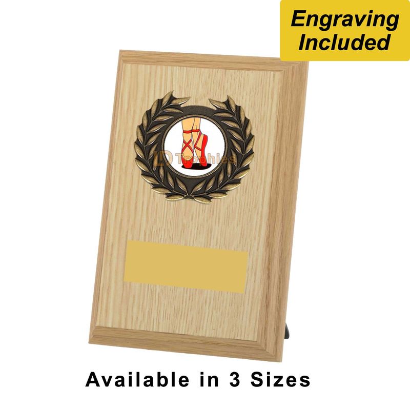 Ballet Shield / Plaque - Light Wood - Red Shoes