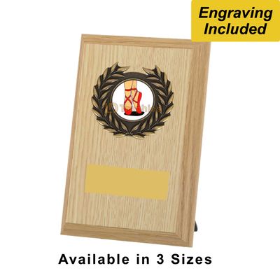 Ballet Shield / Plaque - Light Wood - Red Shoes