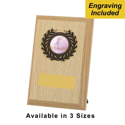 Ballet Shield / Plaque - Light Wood - Pink Dancer