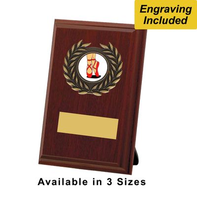 Ballet Shield / Plaque - Dark Wood - Red Shoes