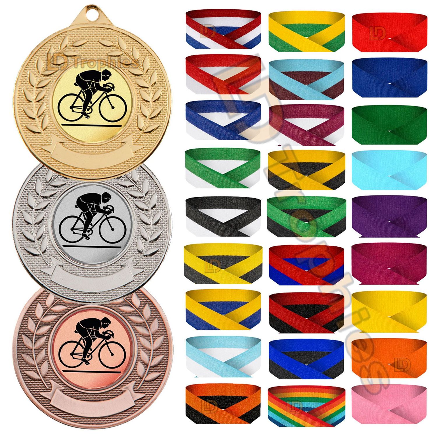 Cycling Medal & Ribbon Packs - Various Sizes