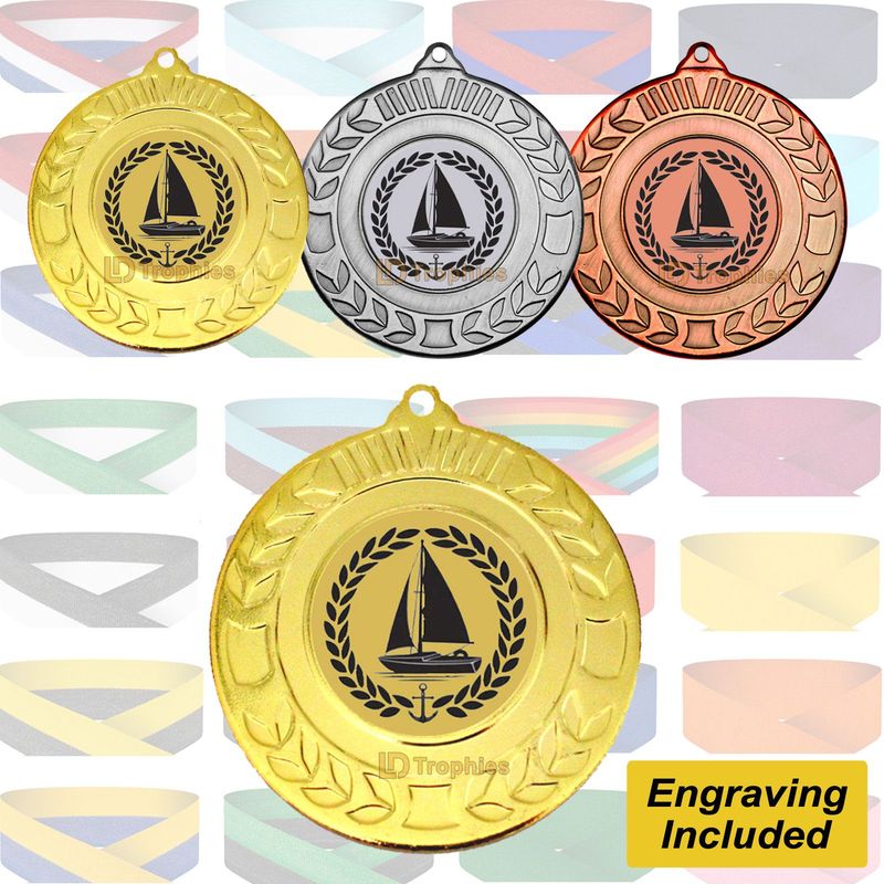 Sailing Medal & Ribbon - Engraving Included