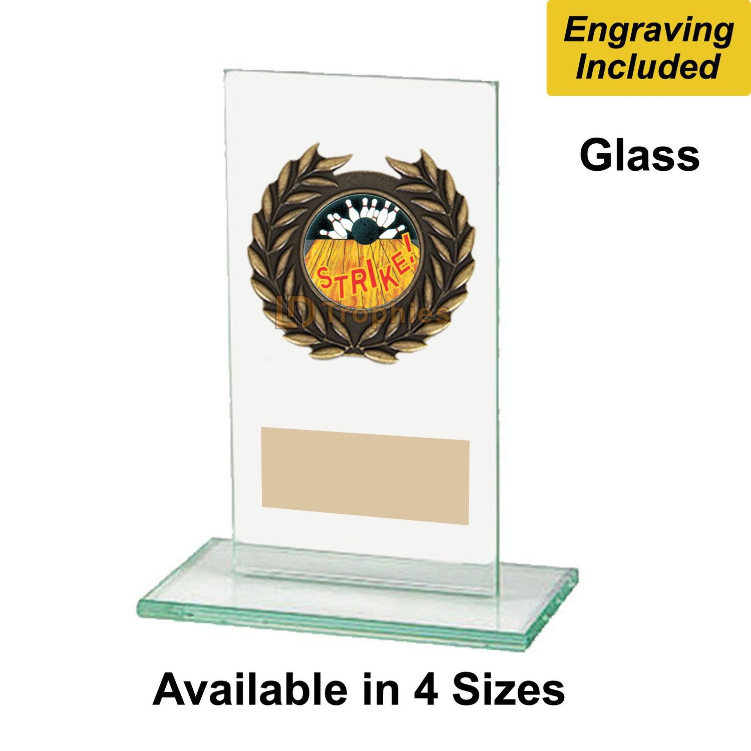 Glass Ten Pin Bowling "Strike" Trophies - Warrior Range
