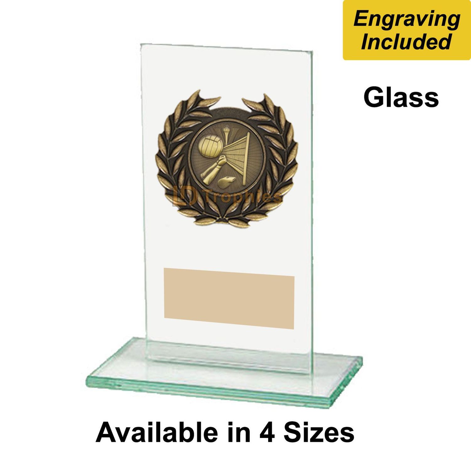 Glass Volleyball Trophies - Warrior Range
