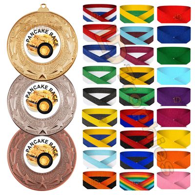 Pancake Race Medal & Ribbon Packs - Various Sizes